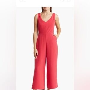 Melloday Pink Open Back Tie Palazzo Wide Leg Romper Sz Xs NWOT